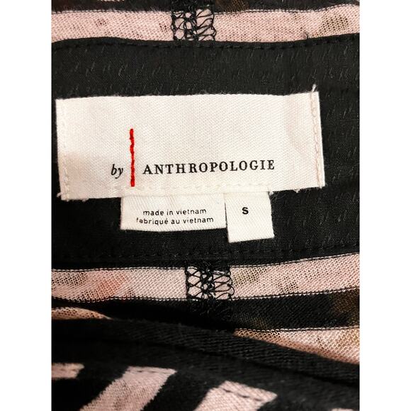 ANTHROPOLOGIE Small Womens Top Striped Lightweight Long Sleeve Black Casual - Picture 4 of 7